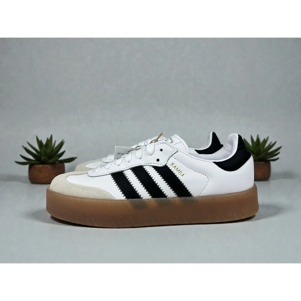 adidas Sambae White Black Gum JI1349 Women's Size 8.5 New Platform - Picture 2 of 9